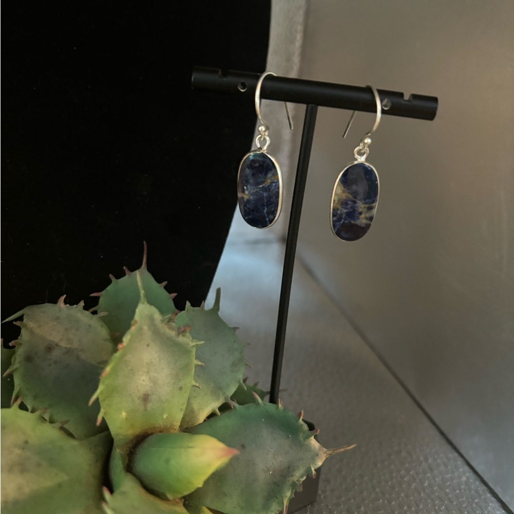 Sodalite lightweight earrings 925 must see great for denim